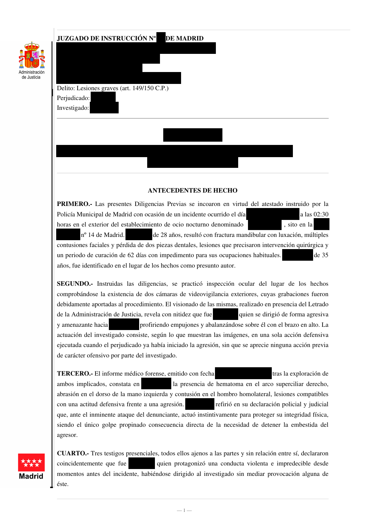 Captura del auto de sobreseimiento libre por lesiones graves