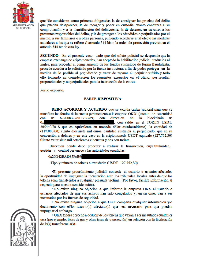 Auto judicial estafa criptomonedas